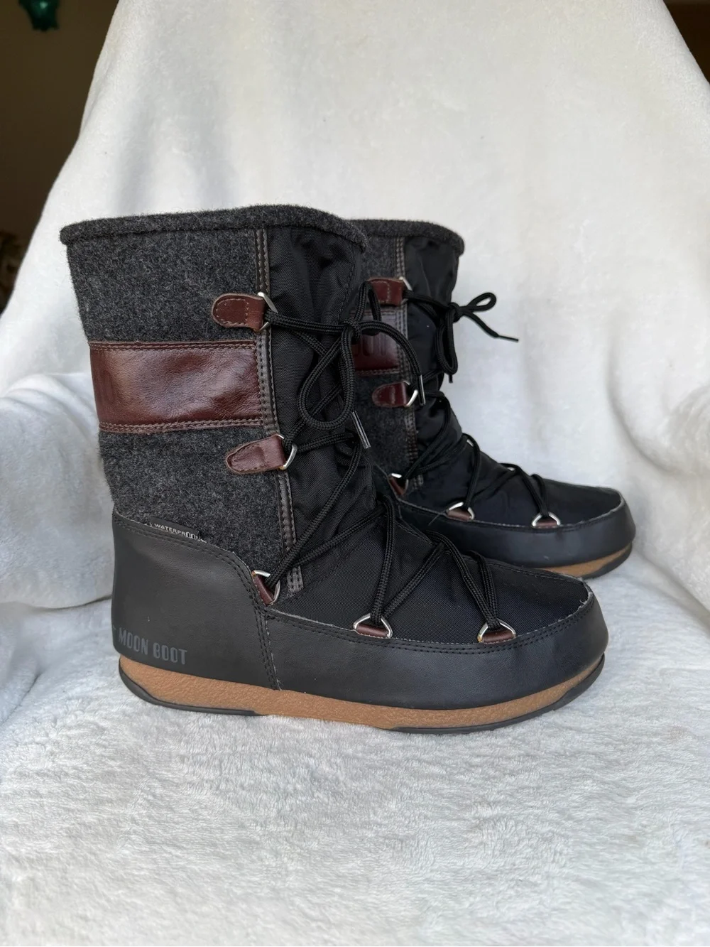 Tecnica We Vienna Felt Moon Boot Waterproof Insulated Wool Black Brown Size 7